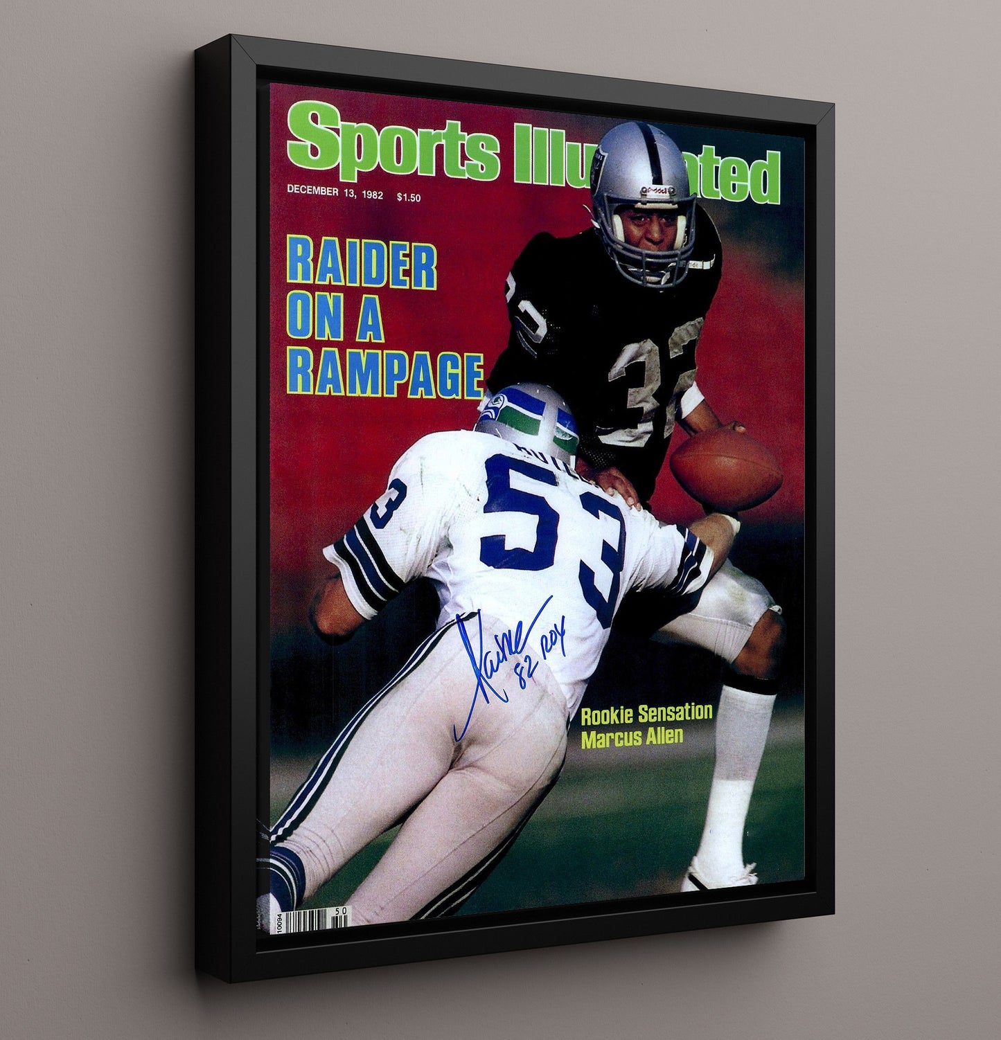 Marcus Allen - Oakland Football Running Back Charge 1982 SI Cover Football Wall Art - football wall art print