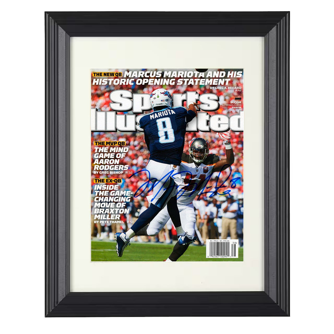 Marcus Mariota Titans Debut – New QB Statement Image – 8x10 black beveled framed football wall art