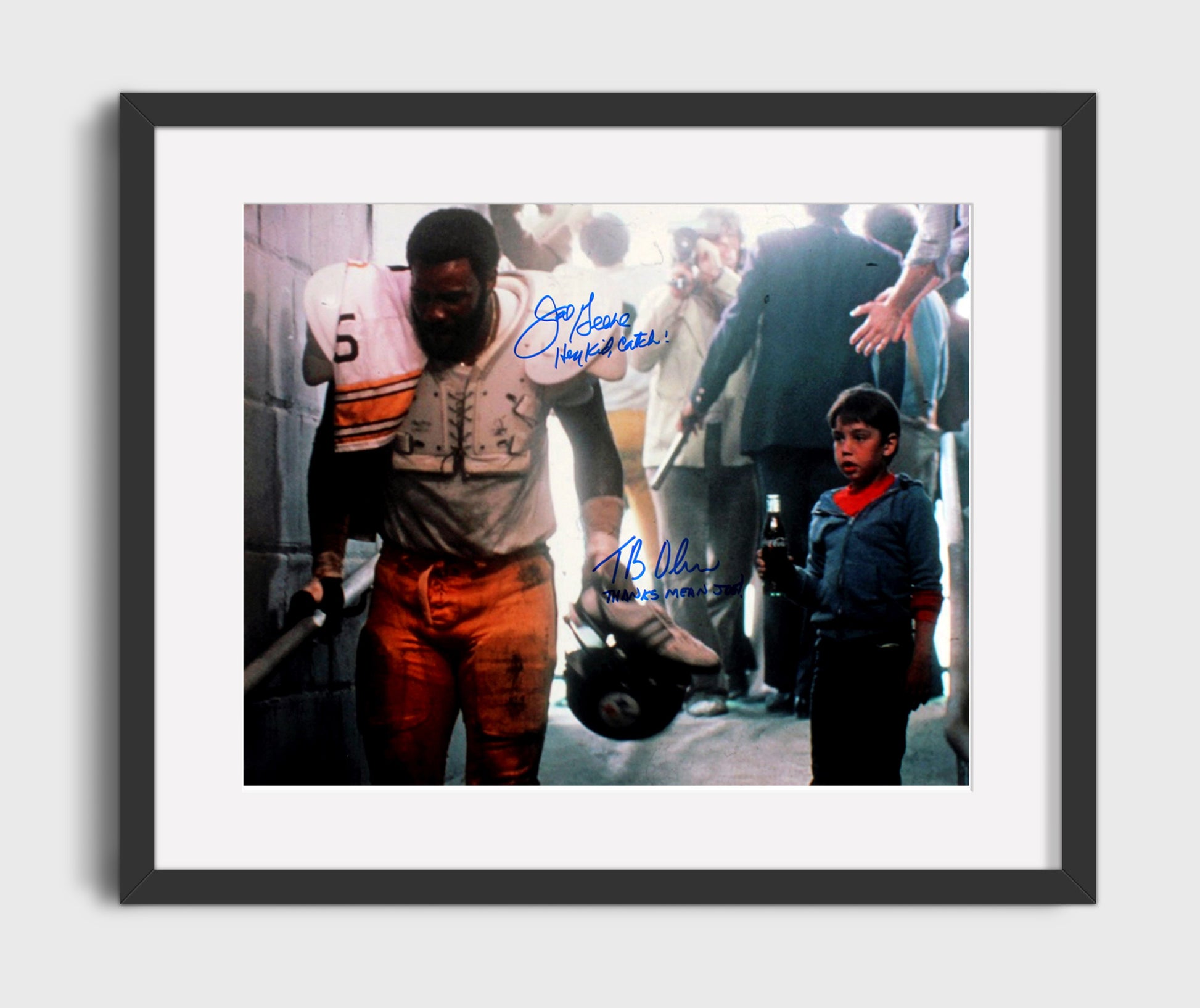 Mean Joe Greene - Hey Kid Coca-Cola Vintage Football Wall Art - 16x20 Gallery Frame football decor