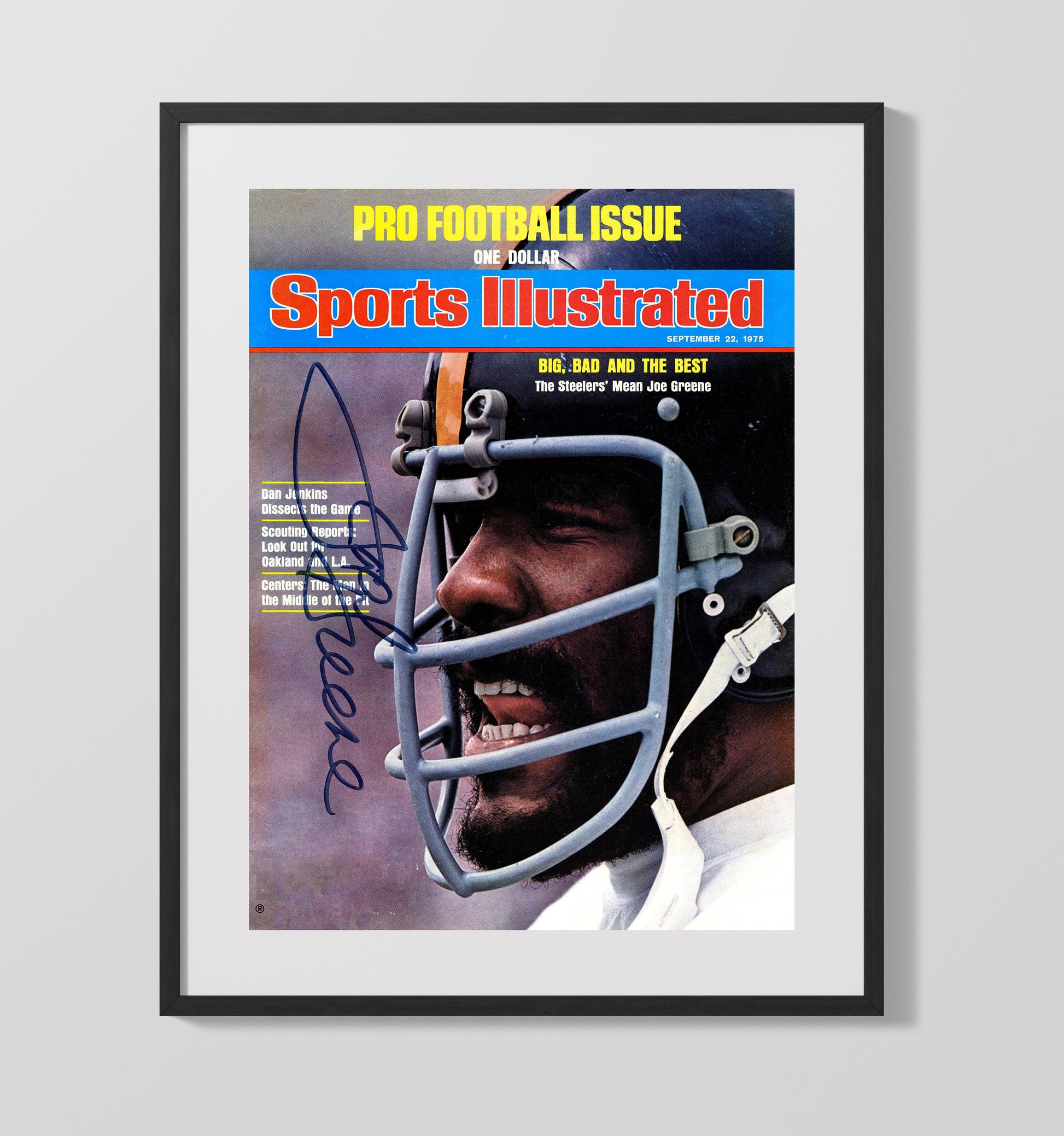 Mean Joe Greene Big Bad Best - Curtain Call Vintage Football Wall Art - 16x20 Gallery Frame football decor