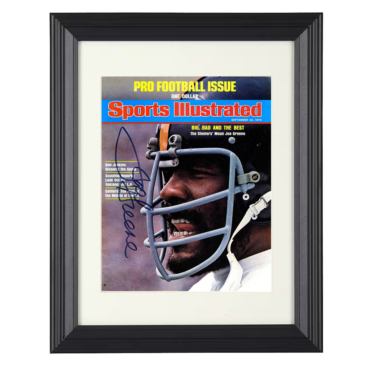 Mean Joe Greene Big Bad Best – Curtain Call Image – 8x10 black beveled framed football wall art