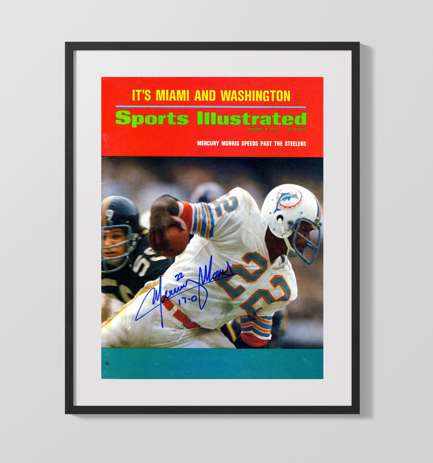 Mercury Morris - Miami Football Running Past Defense SI Cover 1973 Football Wall Art - football wall art print