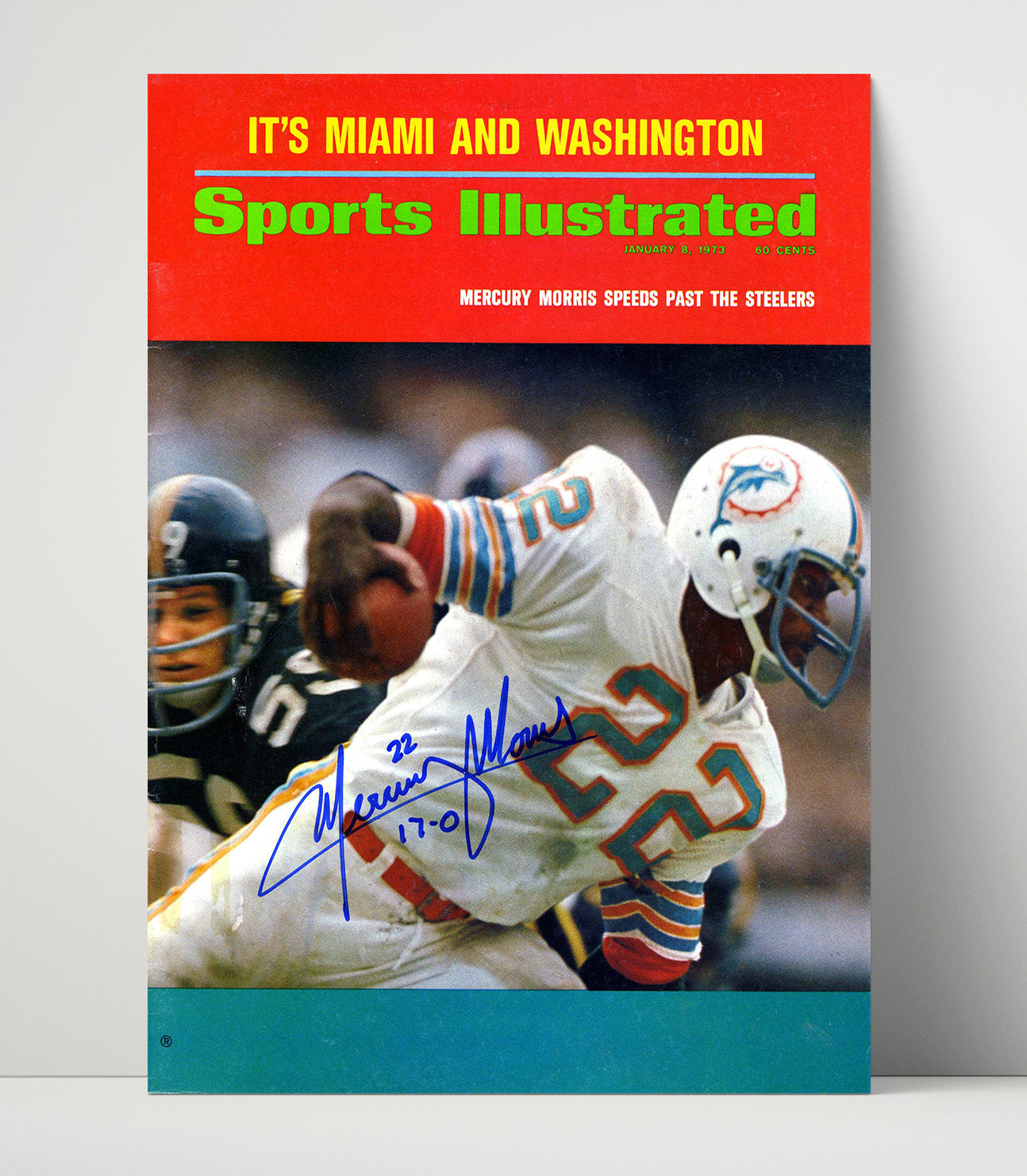 Mercury Morris - Miami Football Running Past Defense SI Cover 1973 Football Wall Art - football wall art print