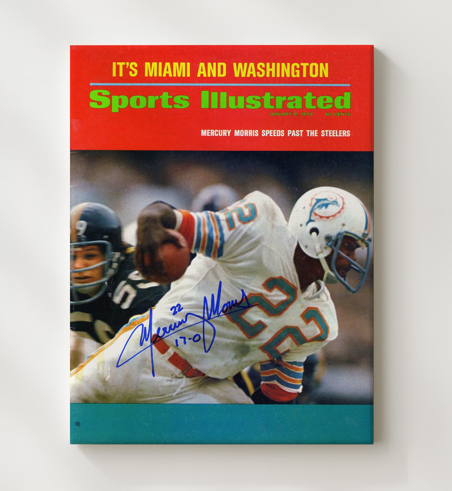 Mercury Morris - Miami Football Running Past Defense SI Cover 1973 Football Wall Art - football wall art print