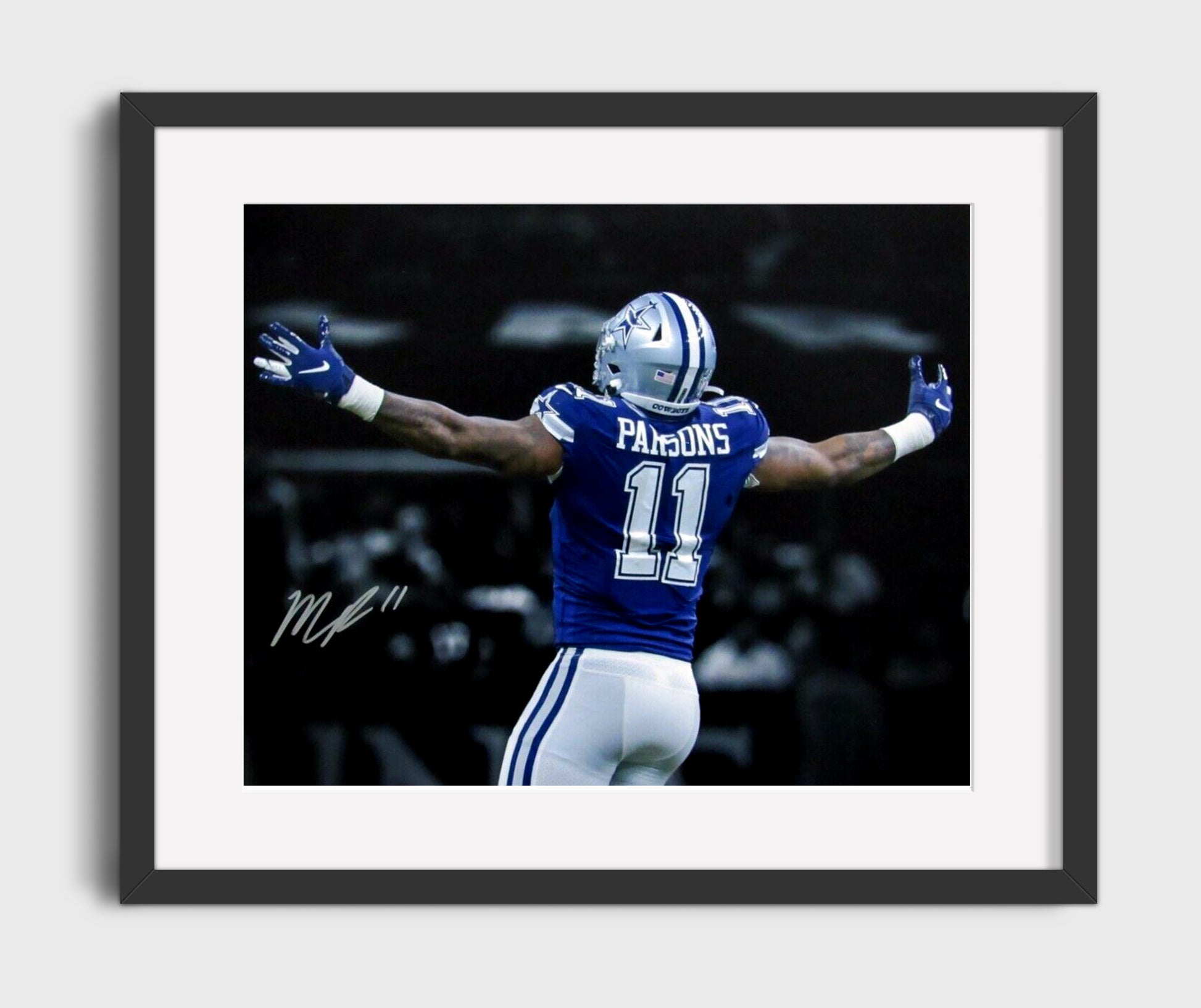 Micah Parsons - Dallas Football Defensive Celebration Arms Raised Football Wall Art - football wall art print