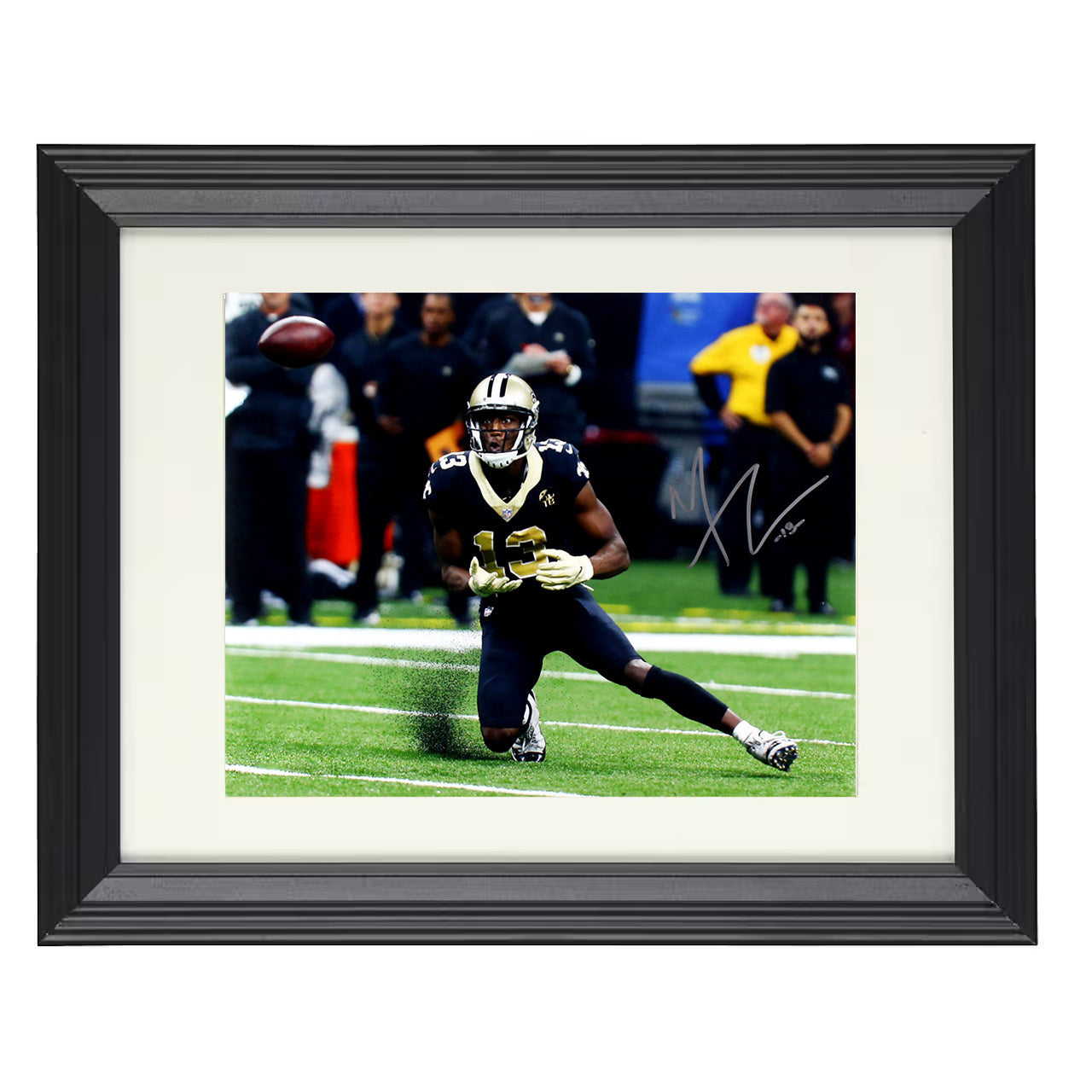 Michael Thomas – New Orleans Surprise Catch Reaction – 8x10 black beveled framed football wall art