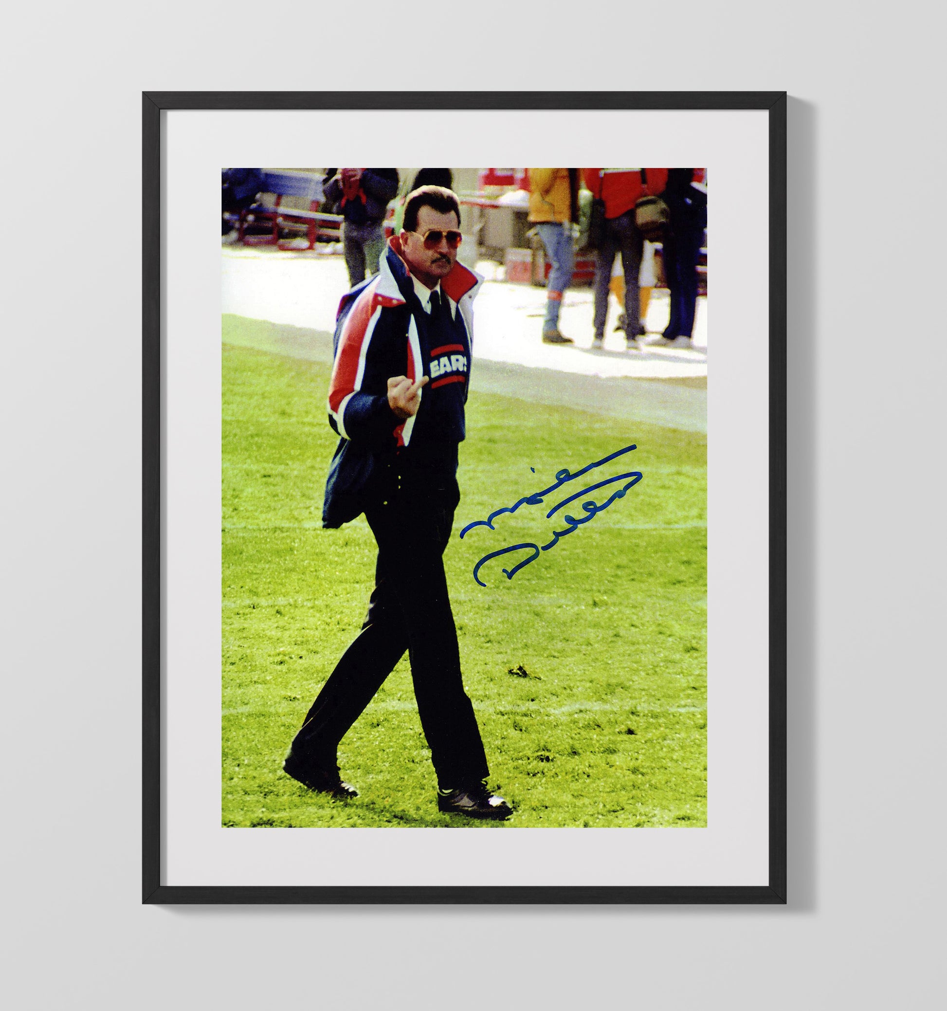 Mike Ditka - Chicago football Sideline Gesture Bears Jacket Vintage Football Wall Art - 16x20 Gallery Frame football decor