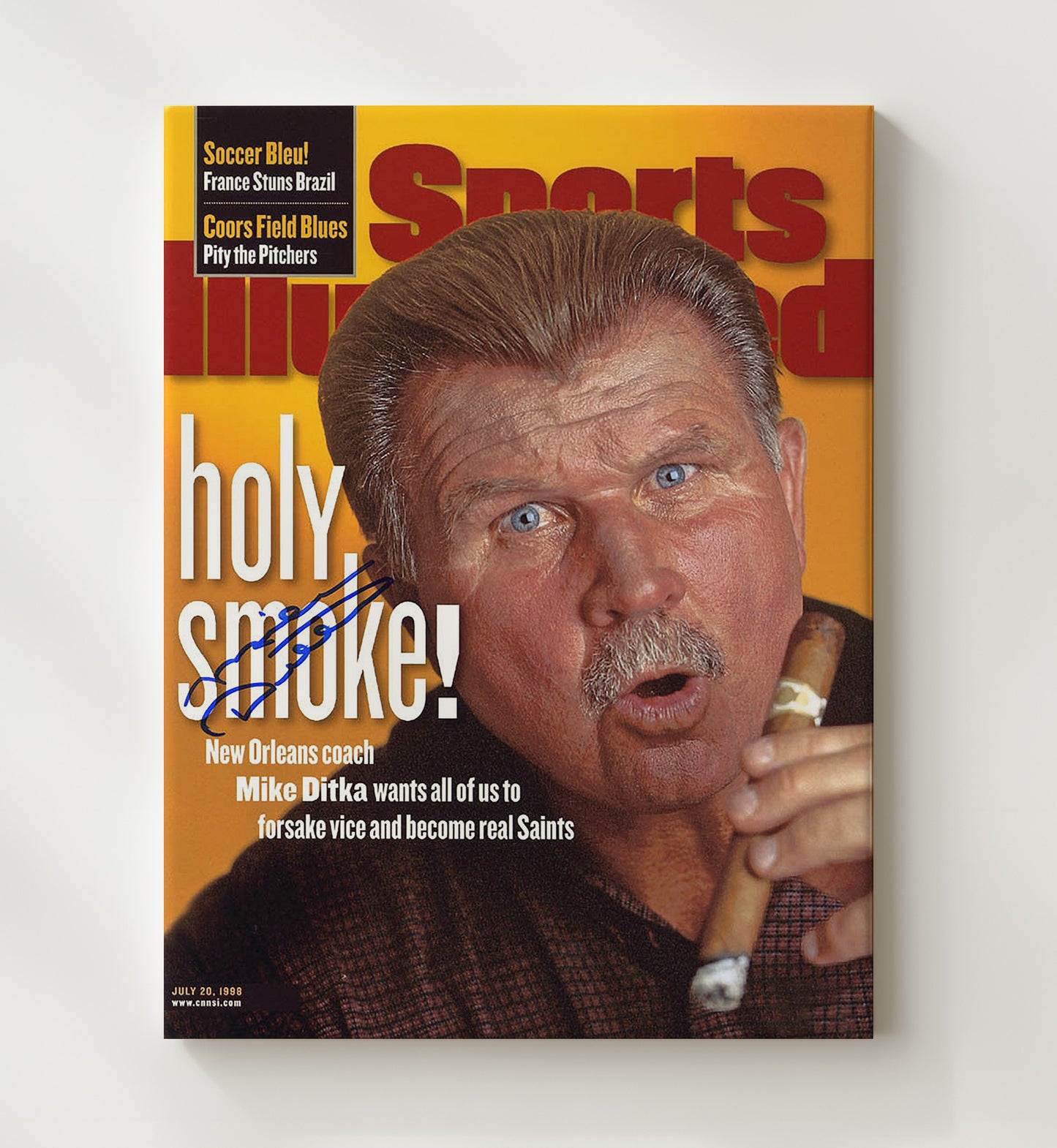 Mike Ditka - Holy Smoke Vintage Football Wall Art - 20x24 Canvas football decor