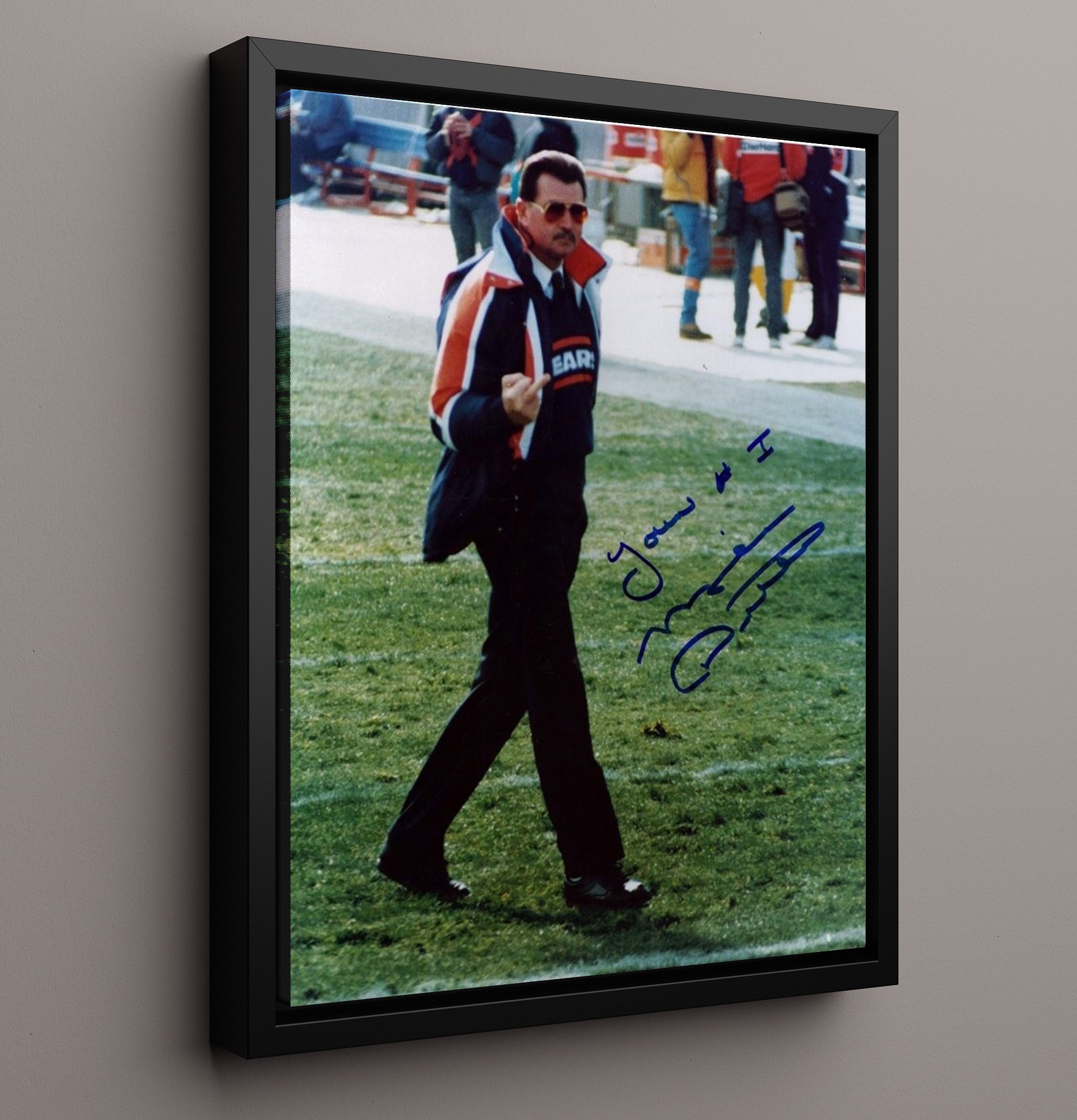 Mike Ditka - Iron Mike Attitude Vintage Football Wall Art - 16x20 Framed Canvas football decor