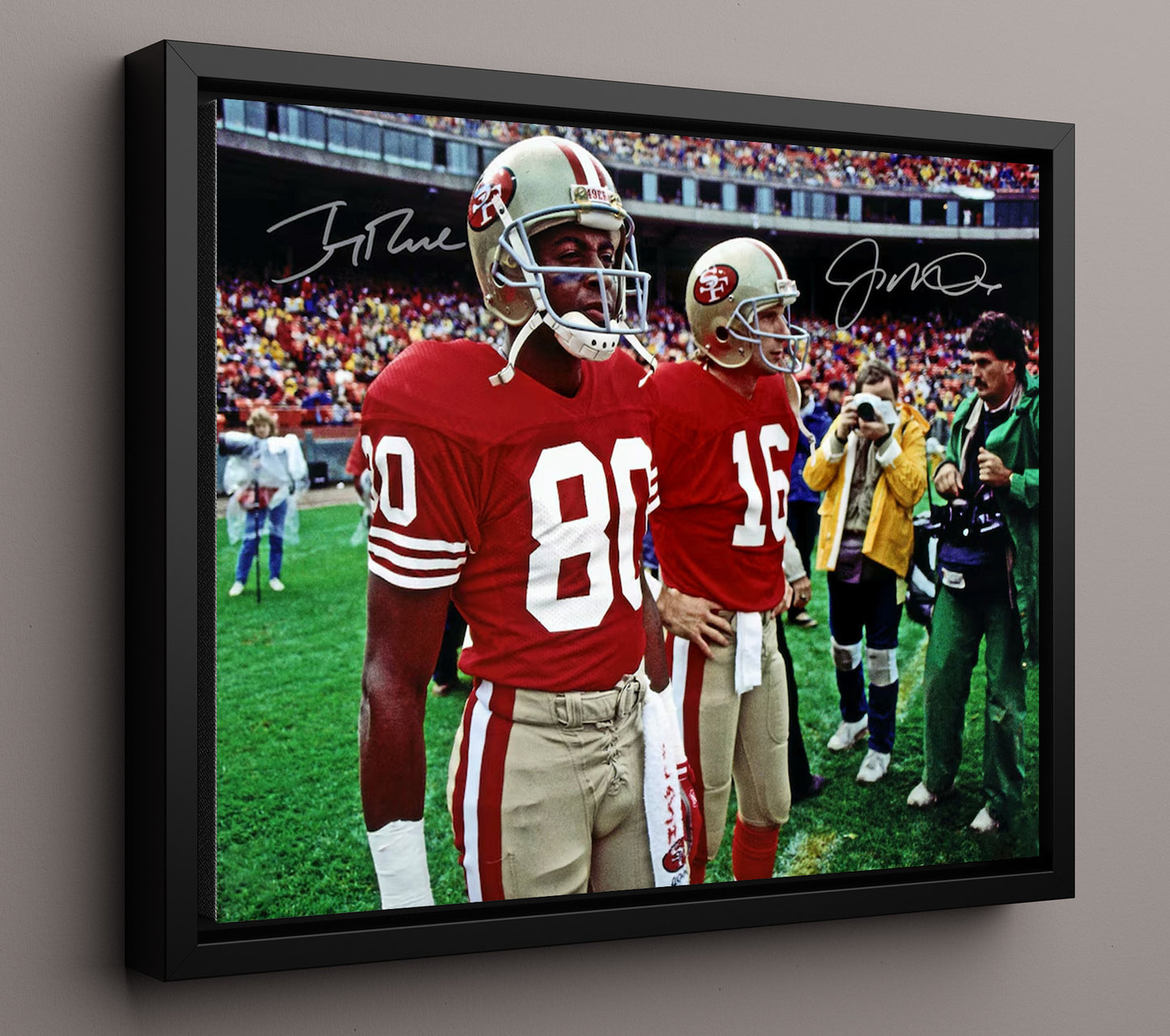 Montana and Rice - Legendary Duo Vintage Football Wall Art - 16x20 Framed Canvas football decor