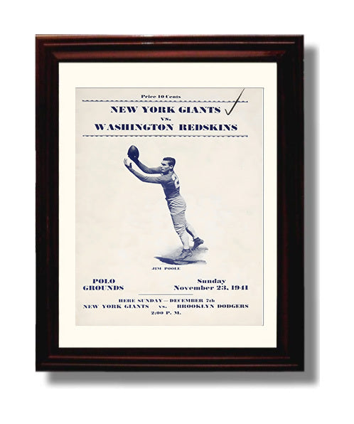 NY Giants vs Redskins 1941 - Polo Grounds Classic 8x10 Canvas vintage football wall art