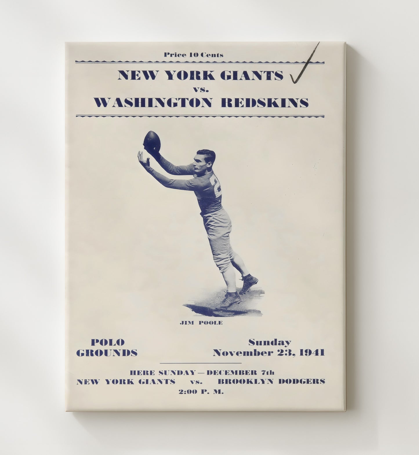 Ny Giants vs Redskins 1941 - Polo Grounds Classic Football Wall Art - football wall art print
