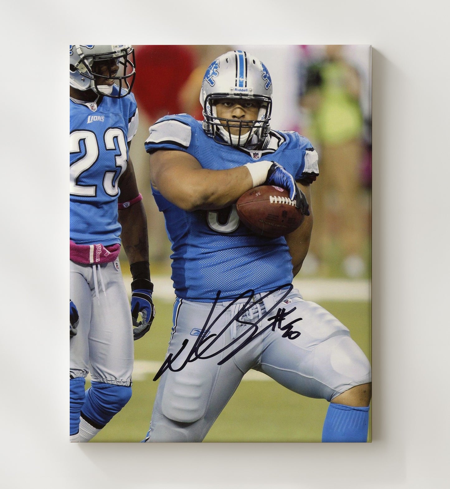Ndamukong Suh - Detroit Football Defensive Lineman Carrying Ball After Turnover Football Wall Art - football wall art print
