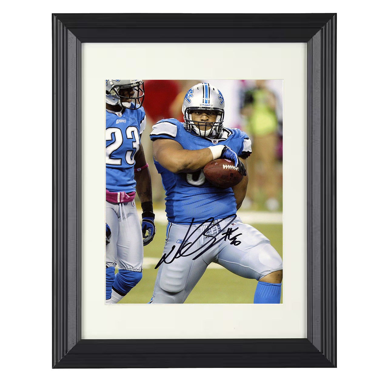 Ndamukong Suh – Detroit Defense Ball After Turnover – 8x10 black beveled framed football wall art