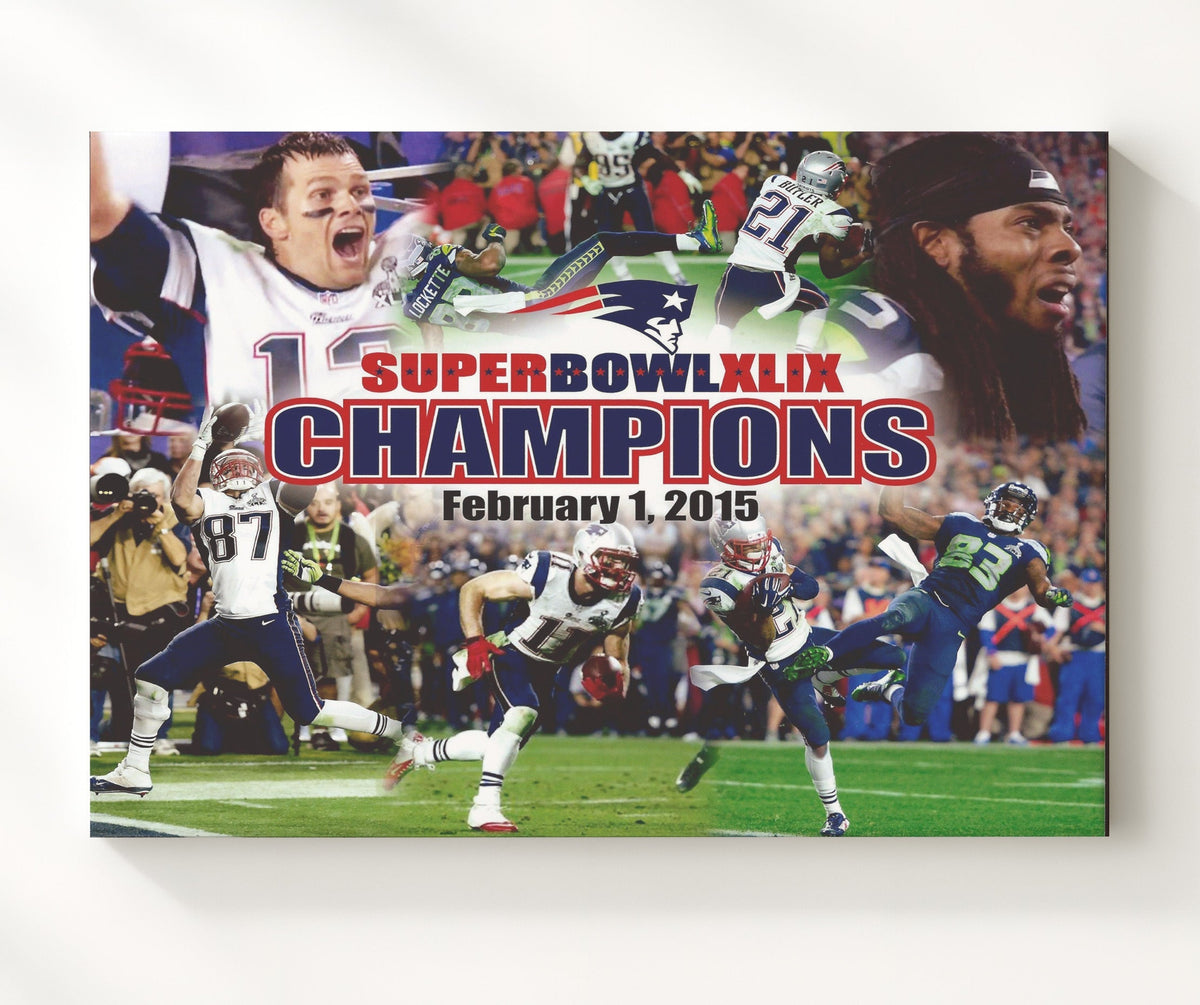 New England Football - Super Bowl XLIX Champions Celebration 2015 8x10 Canvas vintage football wall art