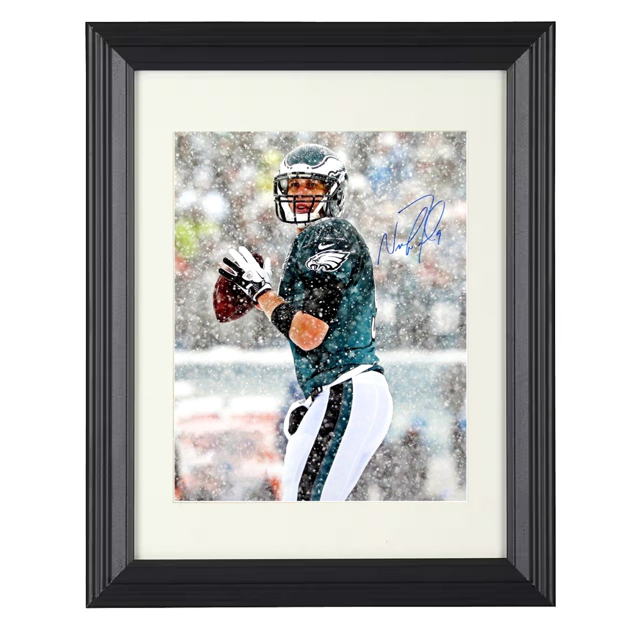 Nick Foles – Philly Snow Magic Image – 8x10 black beveled framed football wall art