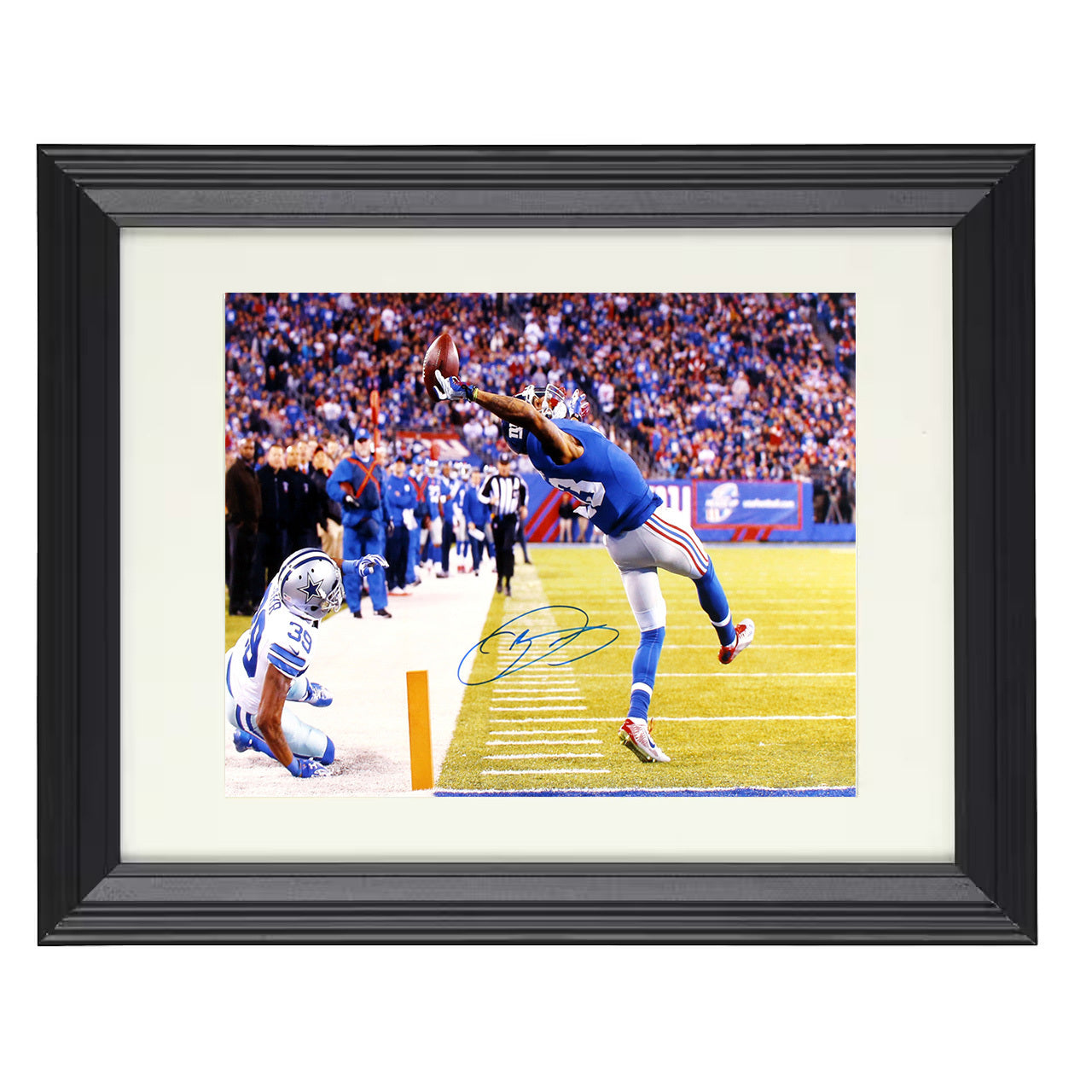 Odell Beckham Jr – New York One Hand Touchdown Catch – 8x10 black beveled framed football wall art