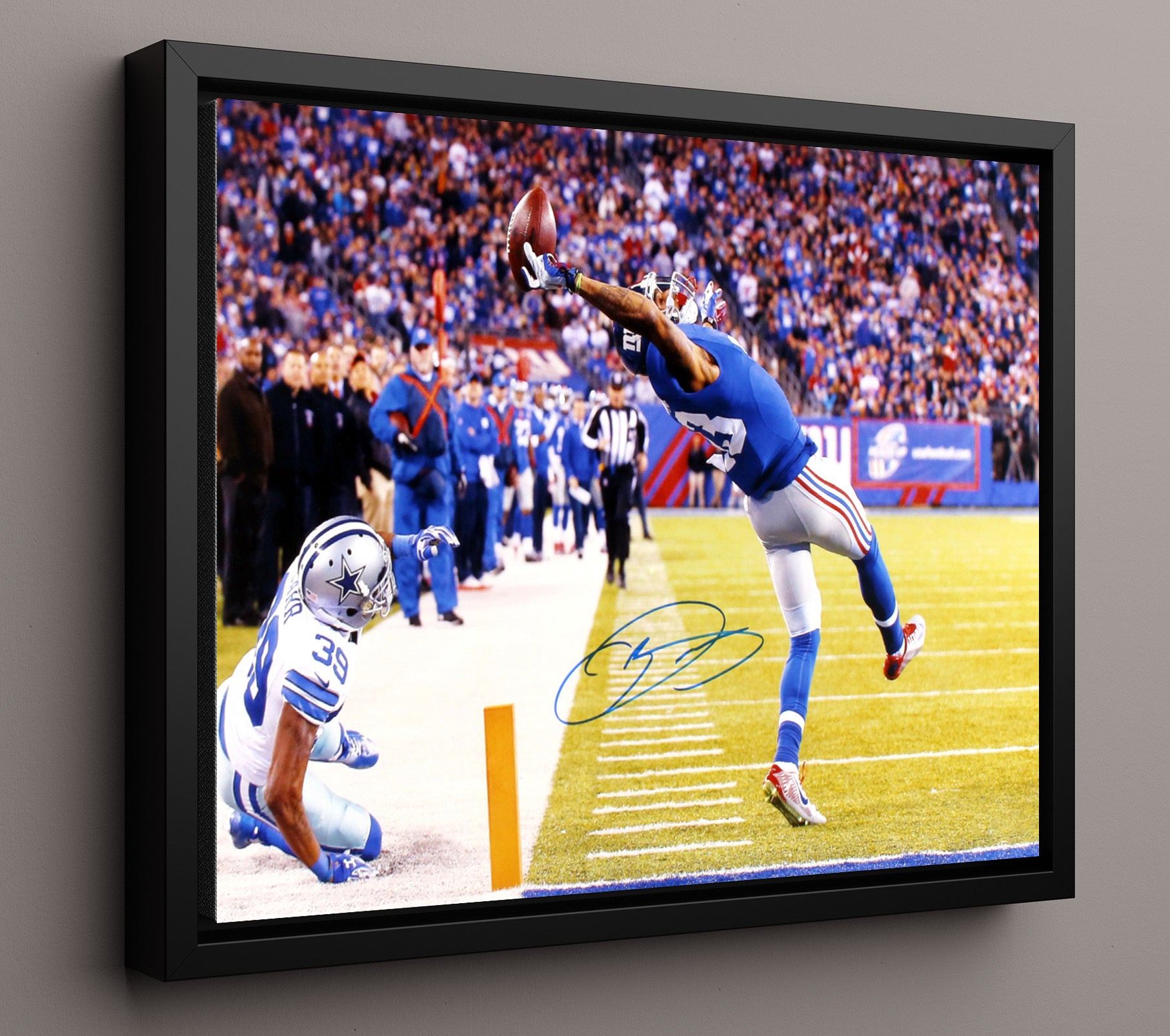 Odell Beckham Jr - New York Football One Hand Touchdown Catch Football Wall Art - football wall art print