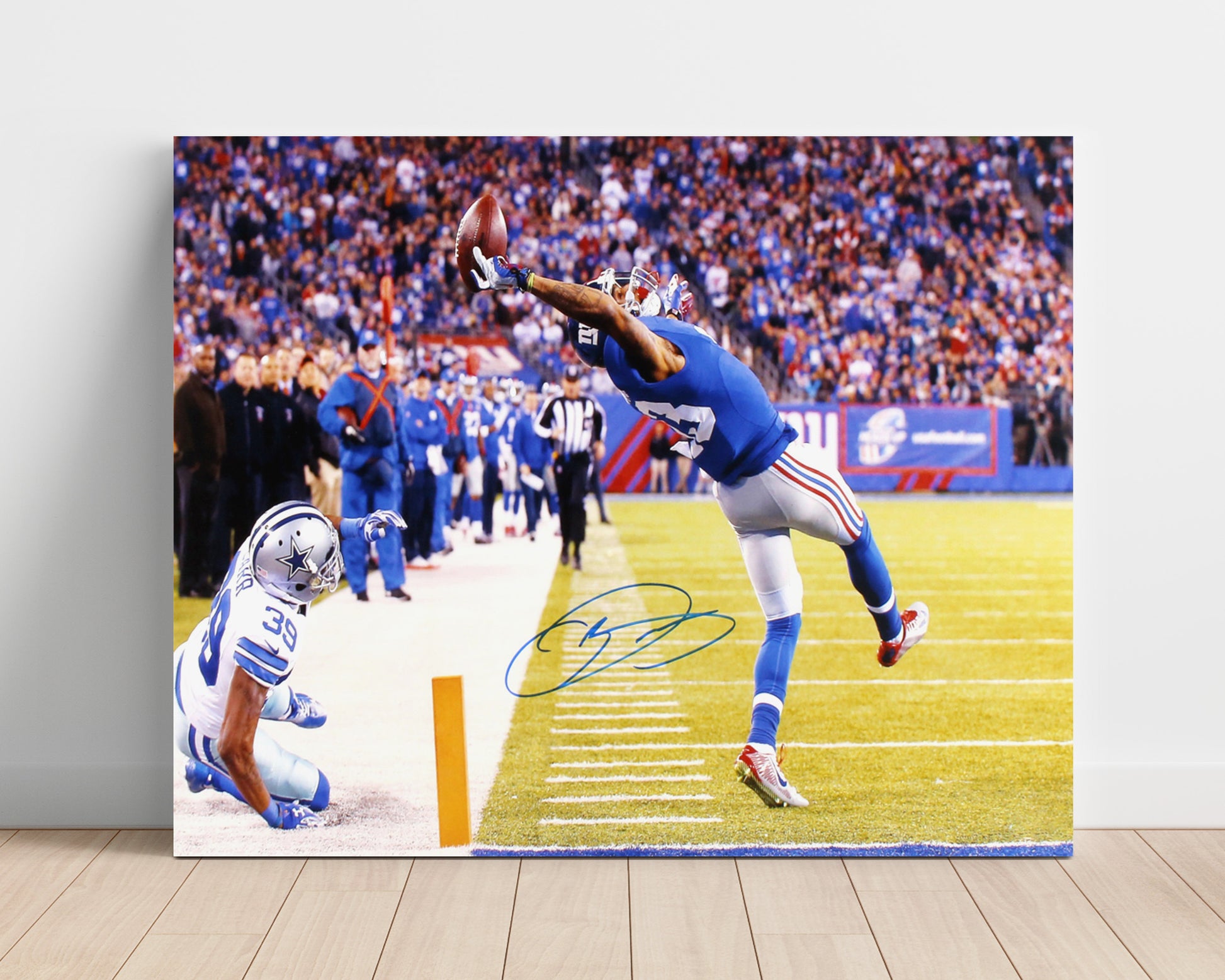 Odell Beckham Jr - New York Football One Hand Touchdown Catch Football Wall Art - football wall art print