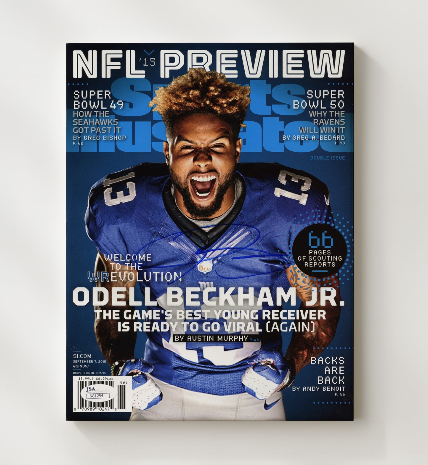 Odell Beckham Jr - New York Football NFL Preview Revolution Feature 2015 SI Cover Football Wall Art - football wall art print
