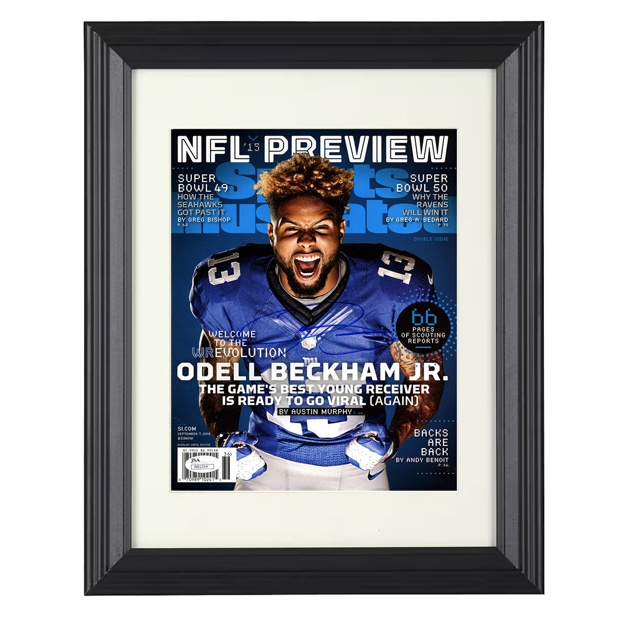 Odell Beckham Jr – New York Revolution Feature 2015 SI – 8x10 black beveled framed football wall art