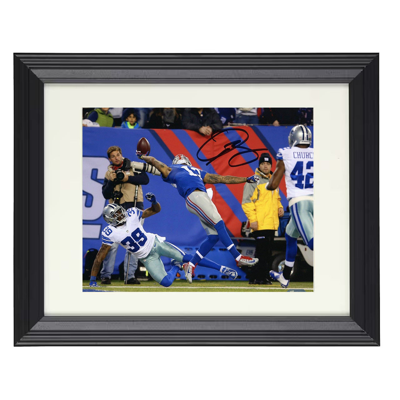Odell Beckham Jr – One Handed Catch Vs Dallas 2014 – 8x10 black beveled framed football wall art