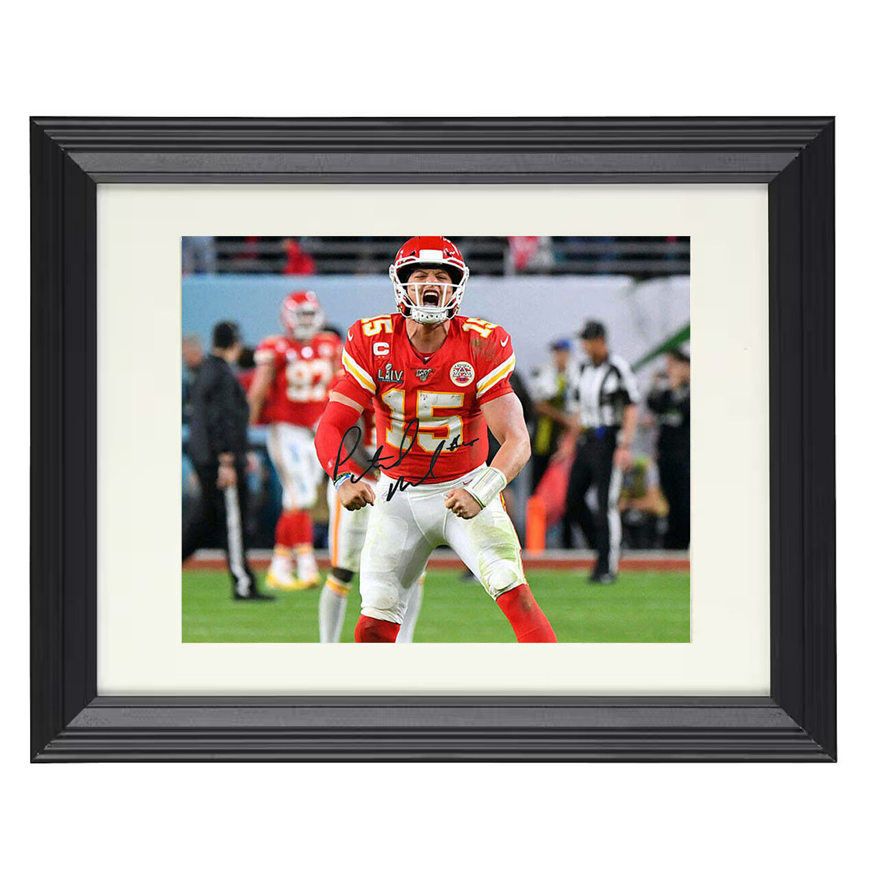 Patrick Mahomes – Flex Celebration – 8x10 black beveled framed football wall art