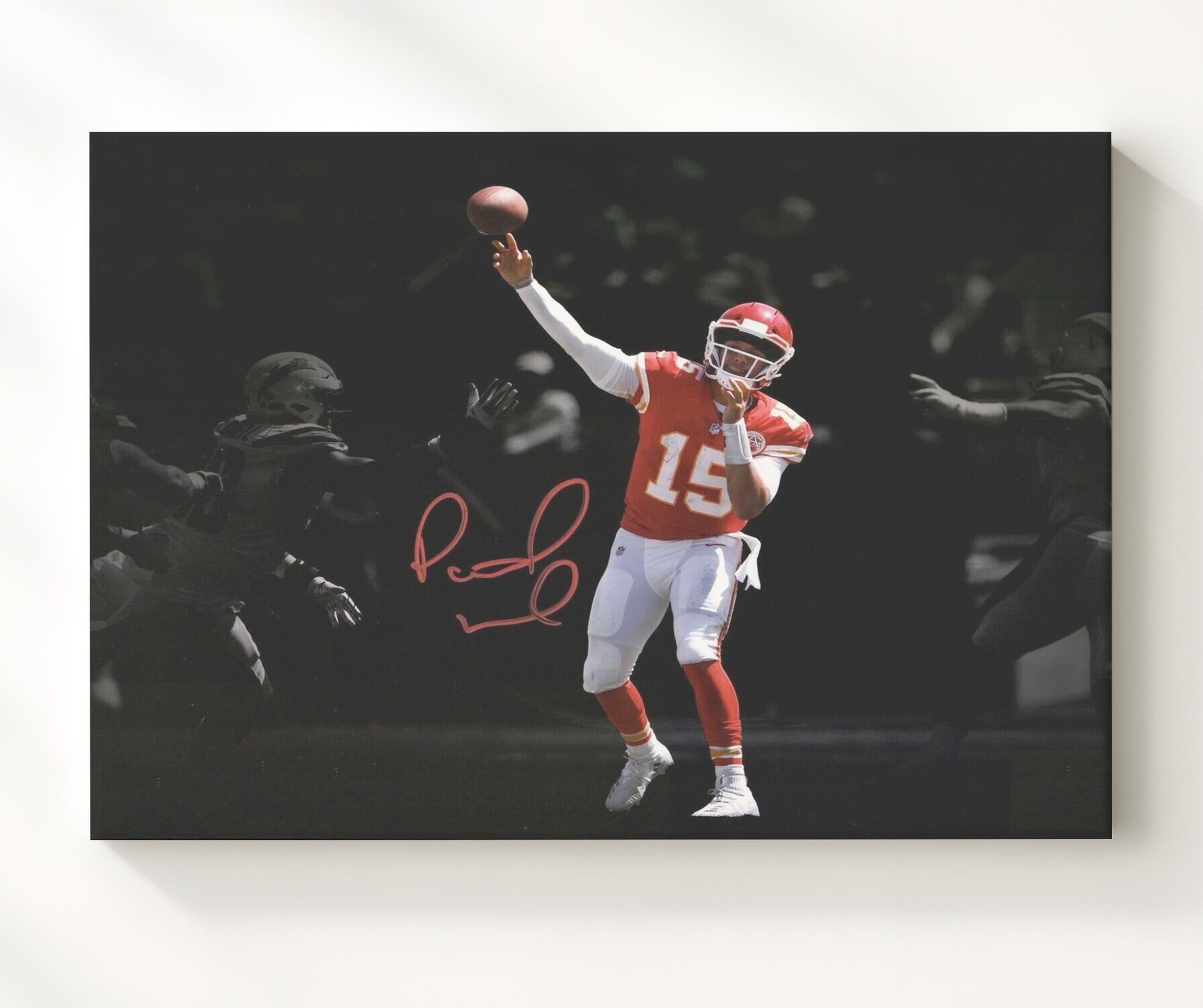 Patrick Mahomes - Kansas City Football Quarterback Throwing Pass Football Wall Art - football wall art print
