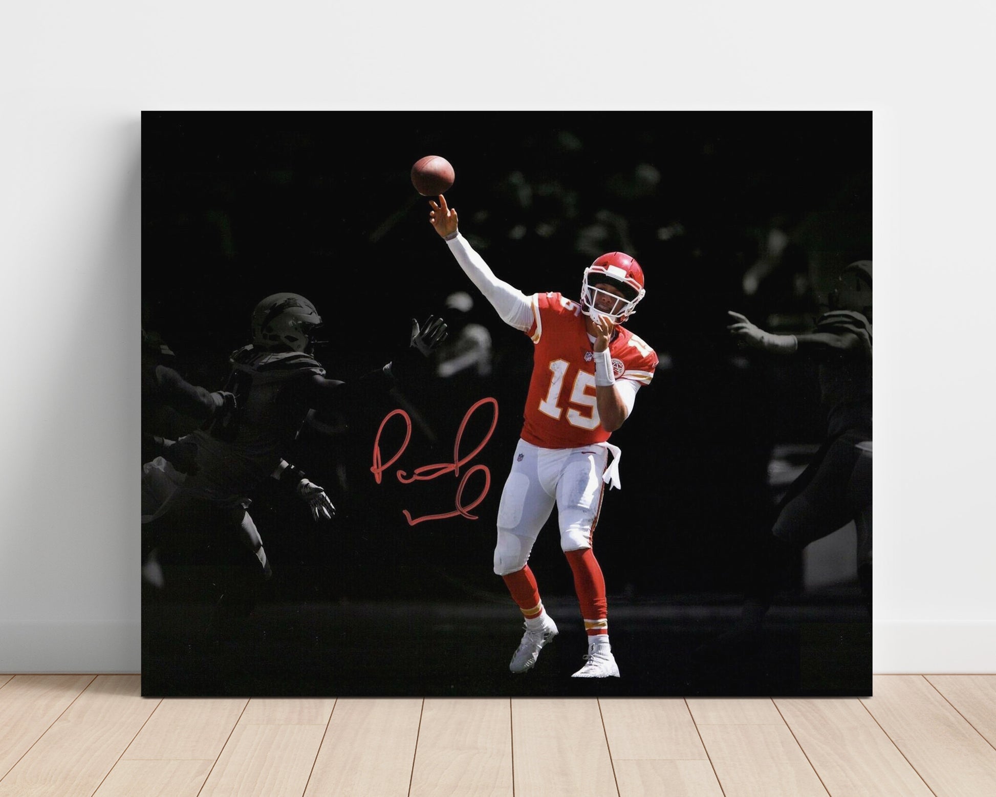 Patrick Mahomes - Kansas City Football Quarterback Throwing Pass Football Wall Art - football wall art print