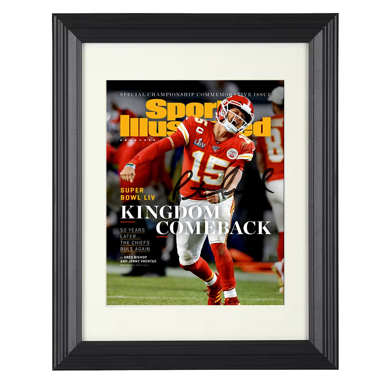 Patrick Mahomes – Kingdom Comeback Image – 8x10 black beveled framed football wall art