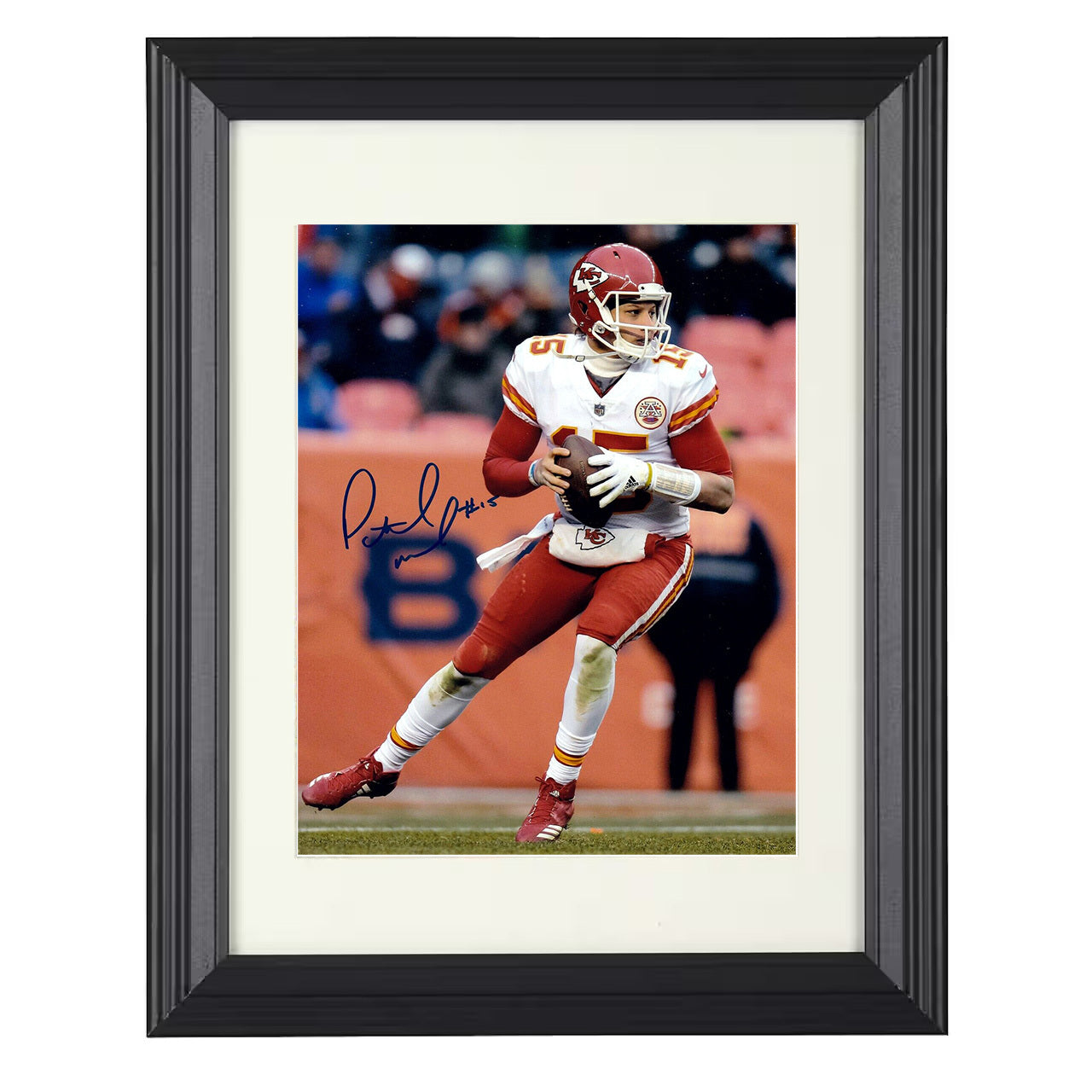 Patrick Mahomes – Laser Focus Image – 8x10 black beveled framed football wall art