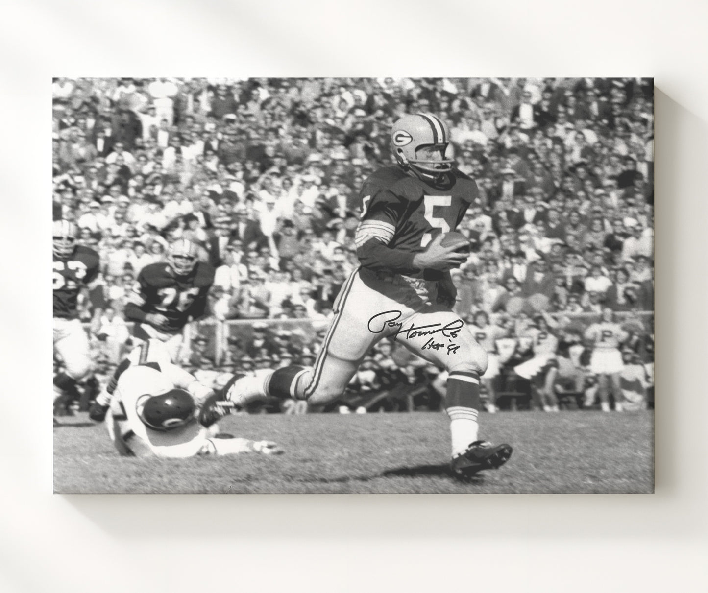 Paul Hornung - Green Bay Football Running Play Black and White 1960s Football Wall Art - football wall art print