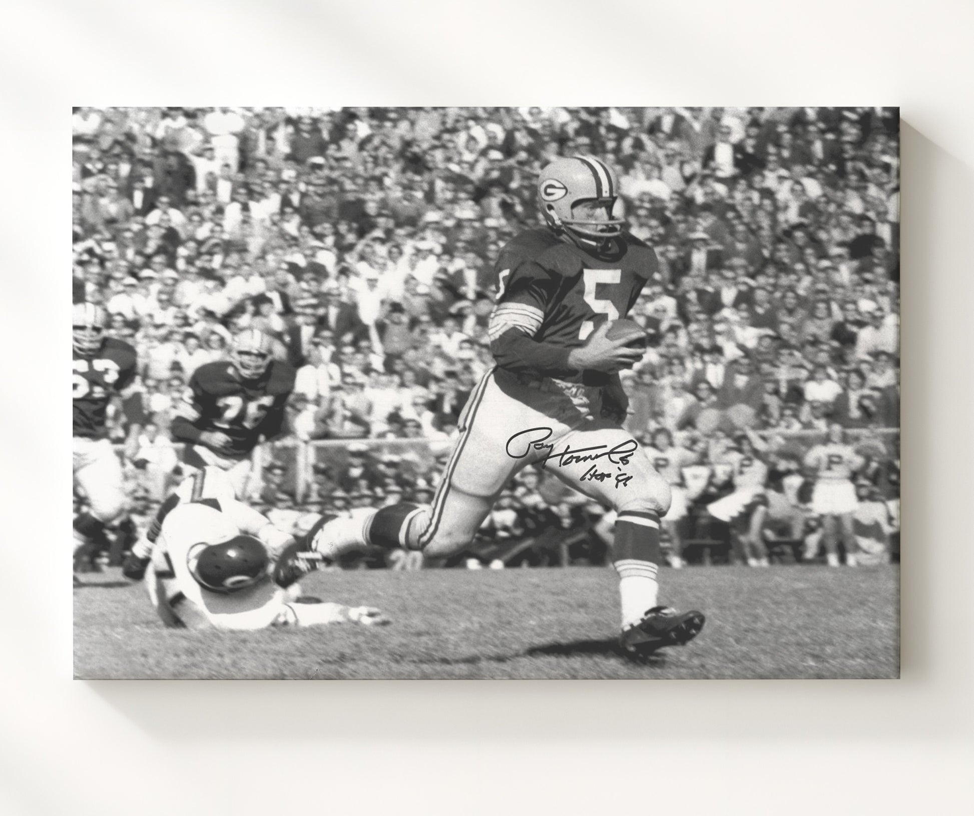 Paul Hornung - Green Bay Football Running Play Black and White 1960s Football Wall Art - football wall art print