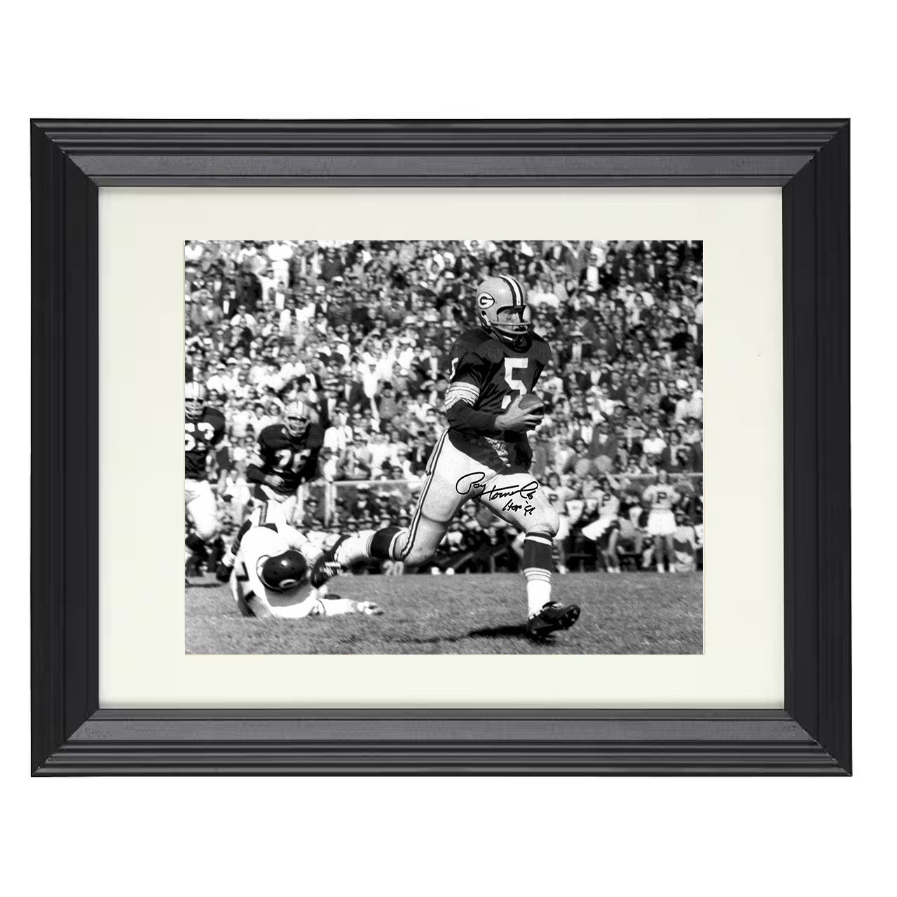 Paul Hornung – Green Bay Running Play Monochrome 1960s – 8x10 black beveled framed football wall art