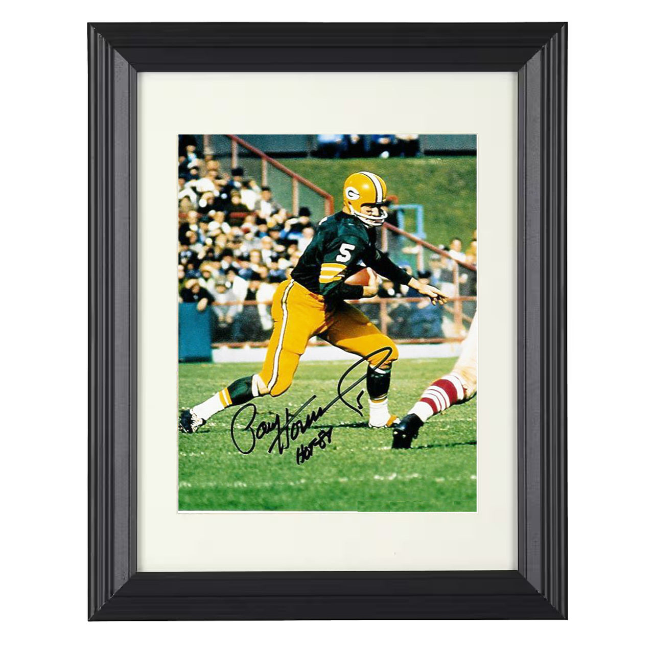 Paul Hornung – Green Bay RB Carrying Ball Downfield – 8x10 black beveled framed football wall art