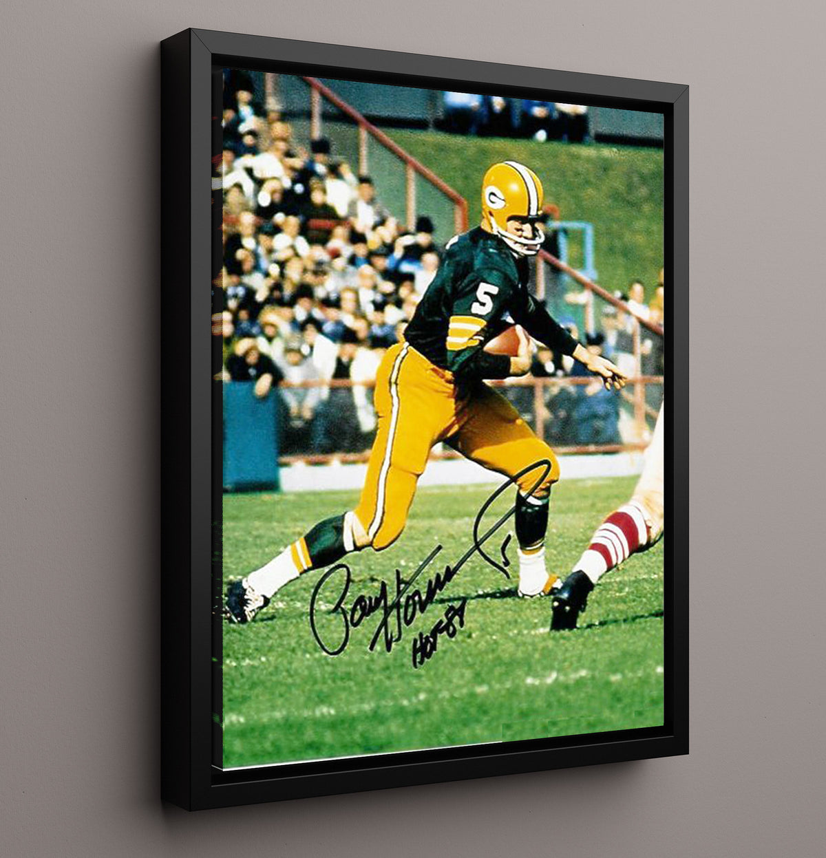 Paul Hornung - Green Bay football Running Back Carrying Ball Downfield football wall art 16x20 Framed Canvas