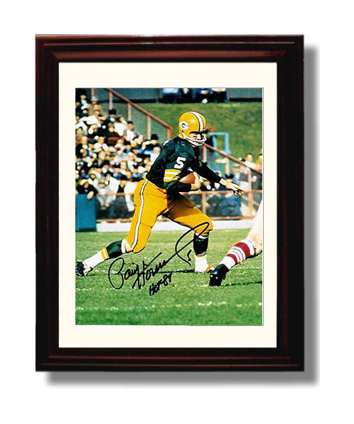 Paul Hornung - Green Bay football Running Back Carrying Ball Downfield football wall art 8x10 Beveled Frame