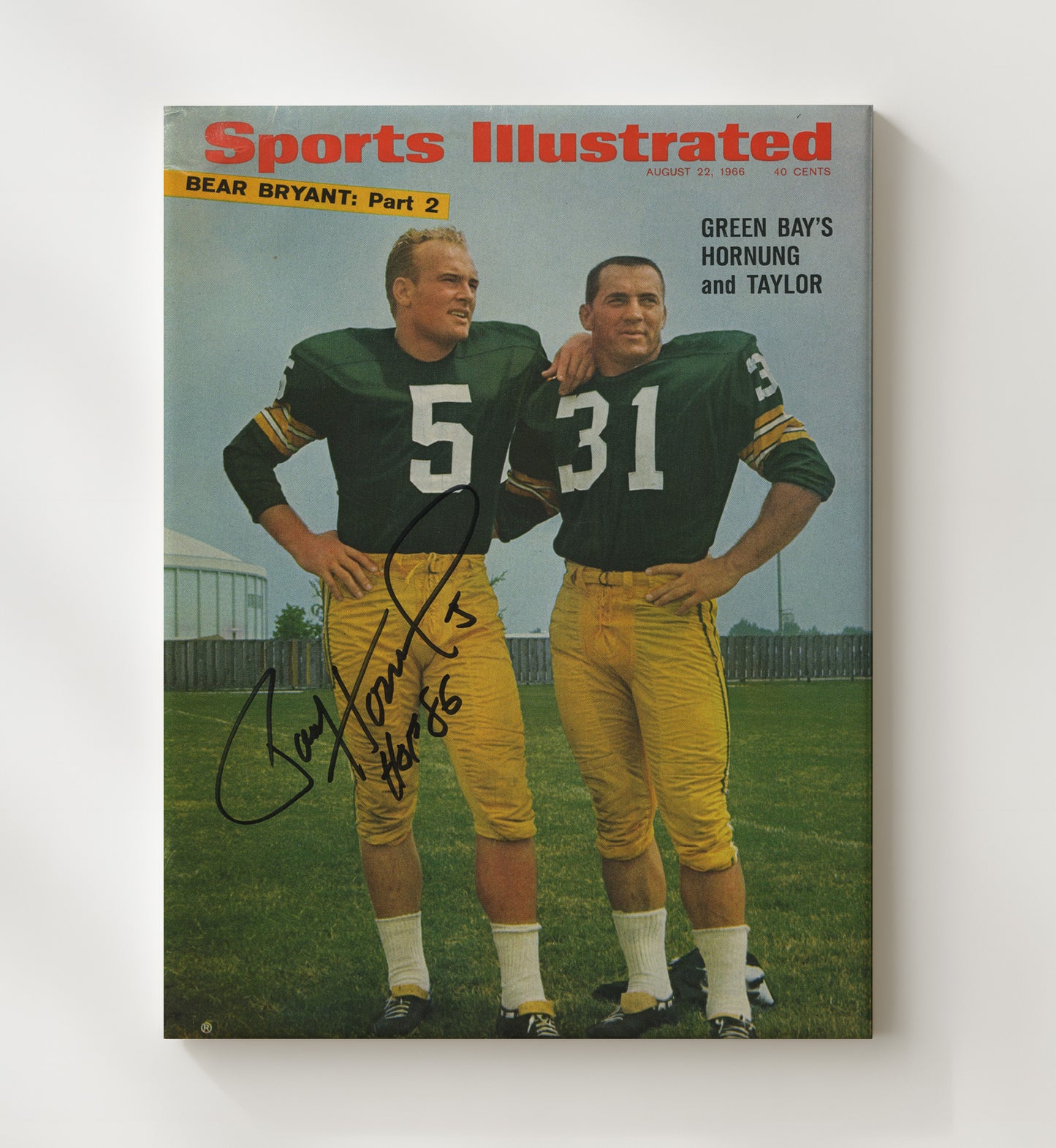 Paul Hornung and Jim Taylor - Green Bay Football Teammates SI Cover 1966 football wall art 20x24 Canvas