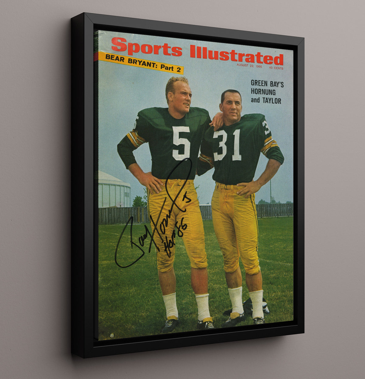 Paul Hornung and Jim Taylor - Green Bay Football Teammates SI Cover 1966 football wall art 16x20 Framed Canvas