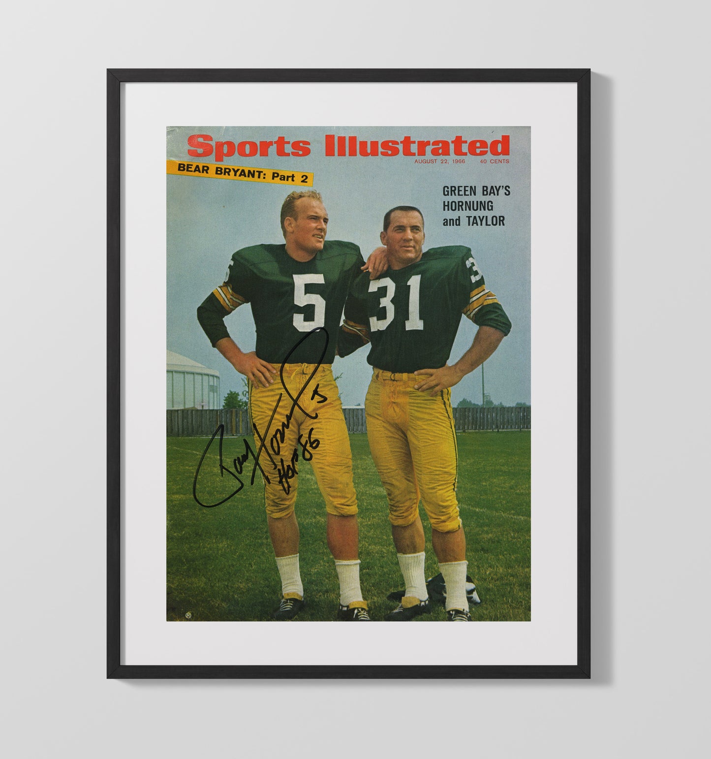 Paul Hornung and Jim Taylor - Green Bay Football Teammates SI Cover 1966 football wall art 16x20 Gallery Frame