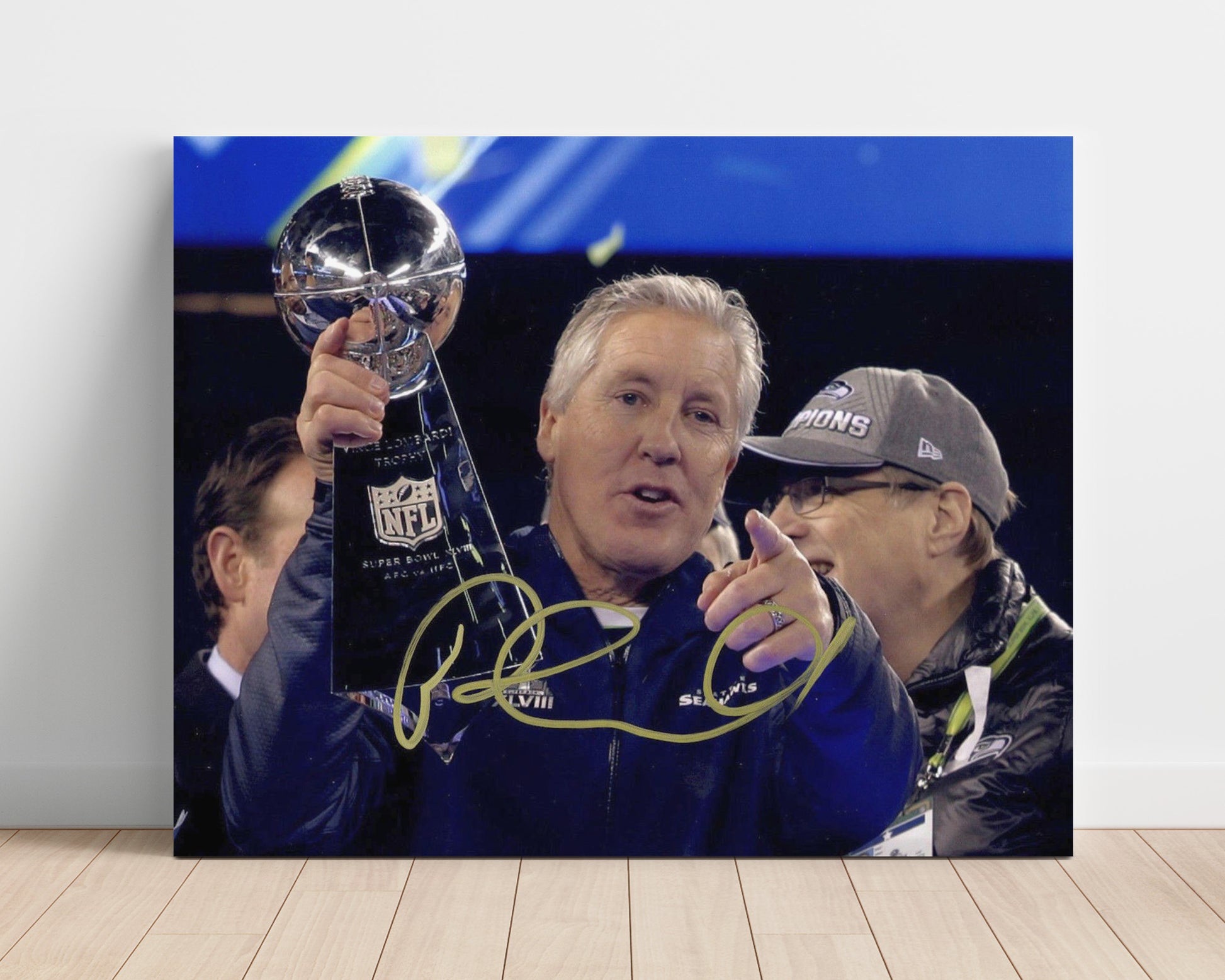 Pete Carroll Trophy - Victory Point football wall art 16x20 Unframed Print