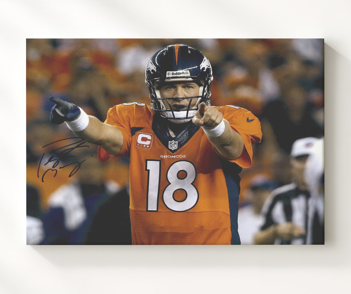 Peyton Manning - Denver Football Quarterback Double Point Signal football wall art 20x24 Canvas