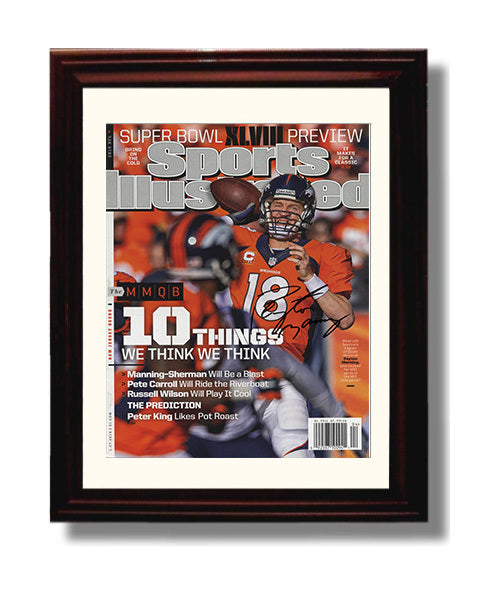 Peyton Manning - Denver football Super Bowl XLVIII Preview Passing Motion 2014 SI Cover football wall art 8x10 Beveled Frame