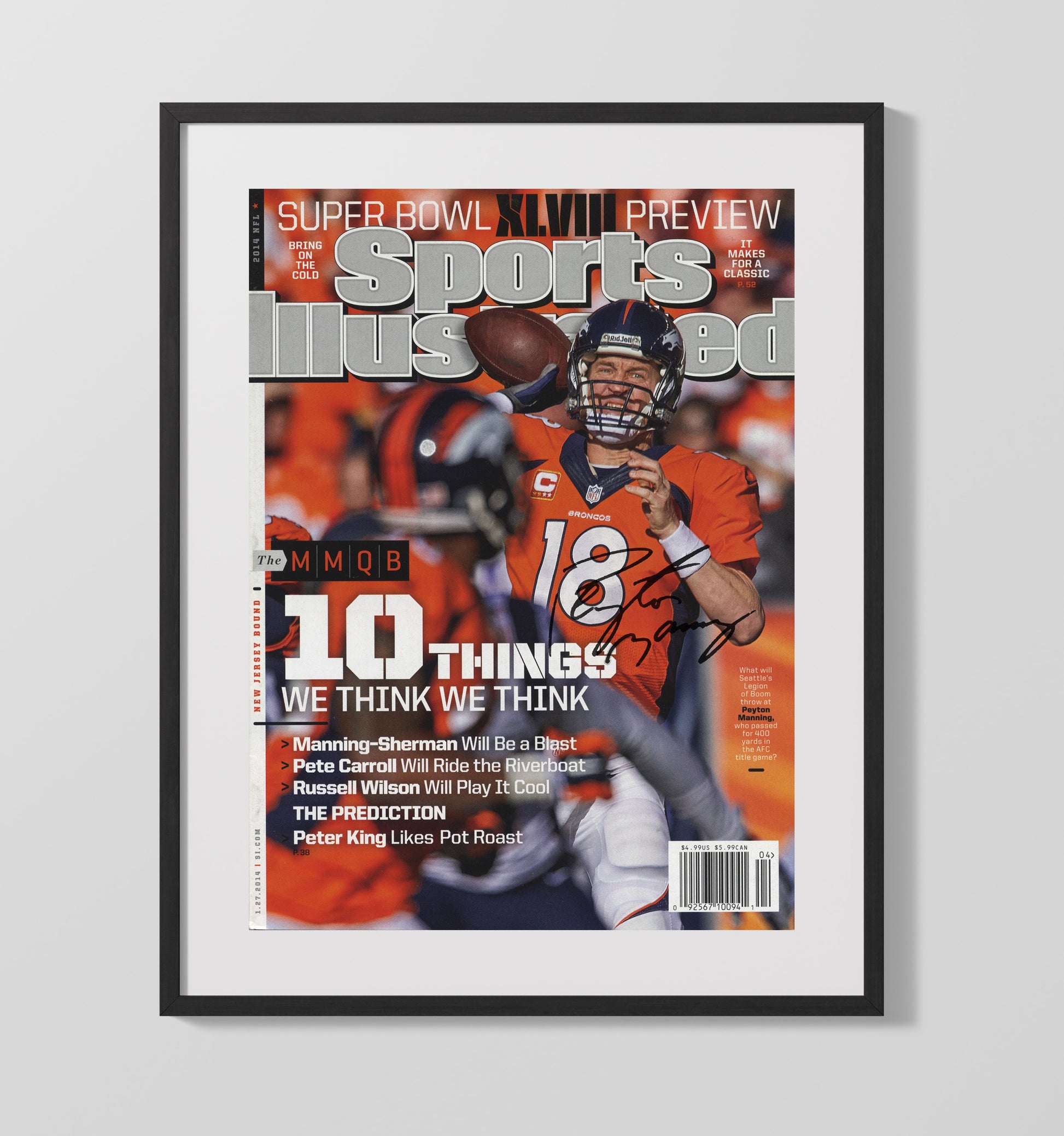 Peyton Manning - Denver Football Super Bowl Xlviii Preview Passing Motion 2014 SI Cover Football Wall Art - football wall art print