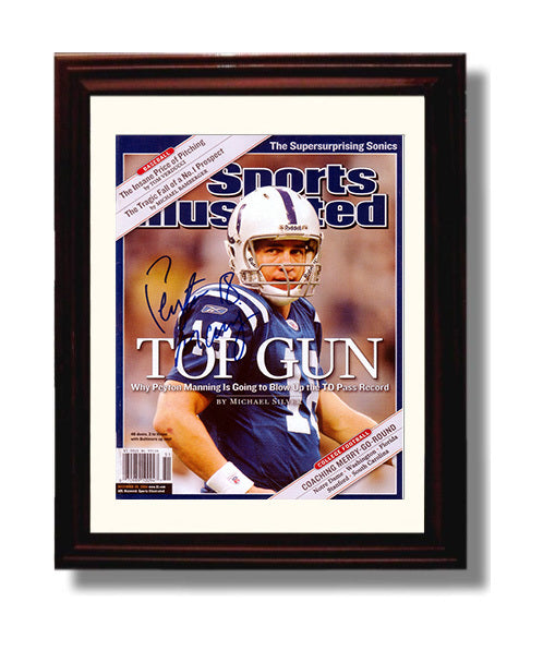 Peyton Manning - Indianapolis football Quarterback 2004 SI Top Gun Cover football wall art 8x10 Beveled Frame