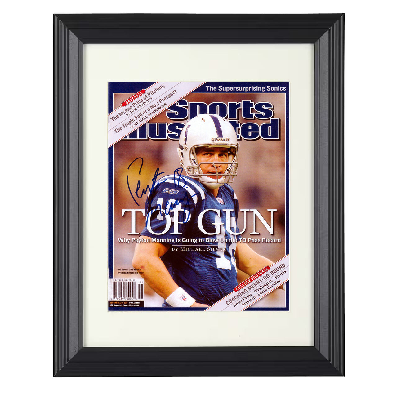 Peyton Manning – Indianapolis QB Top Gun 2004 SI – 8x10 black beveled framed football wall art