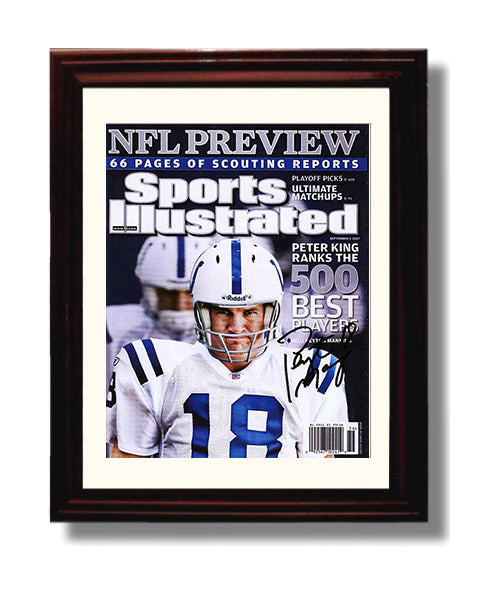 Peyton Manning - Indianapolis football Quarterback 2007 SI 500 Best Players Cover football wall art 8x10 Beveled Frame