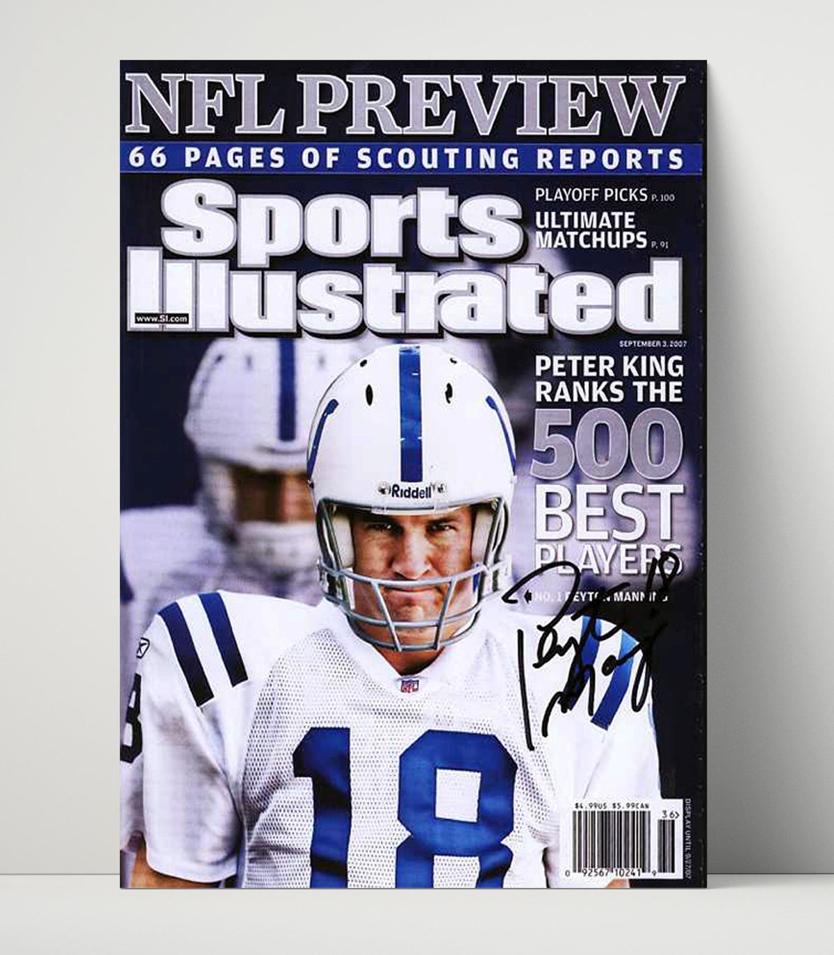 Peyton Manning - Indianapolis football Quarterback 2007 SI 500 Best Players Cover football wall art 16x20 Unframed Print