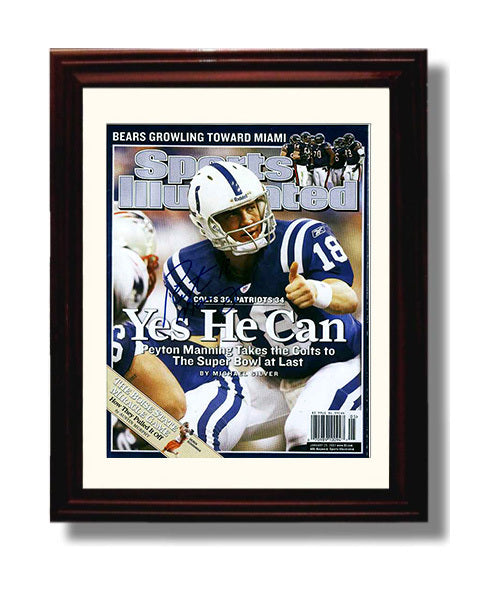 Peyton Manning - Indianapolis football Quarterback Yes He Can SI Cover 2007 football wall art 8x10 Beveled Frame