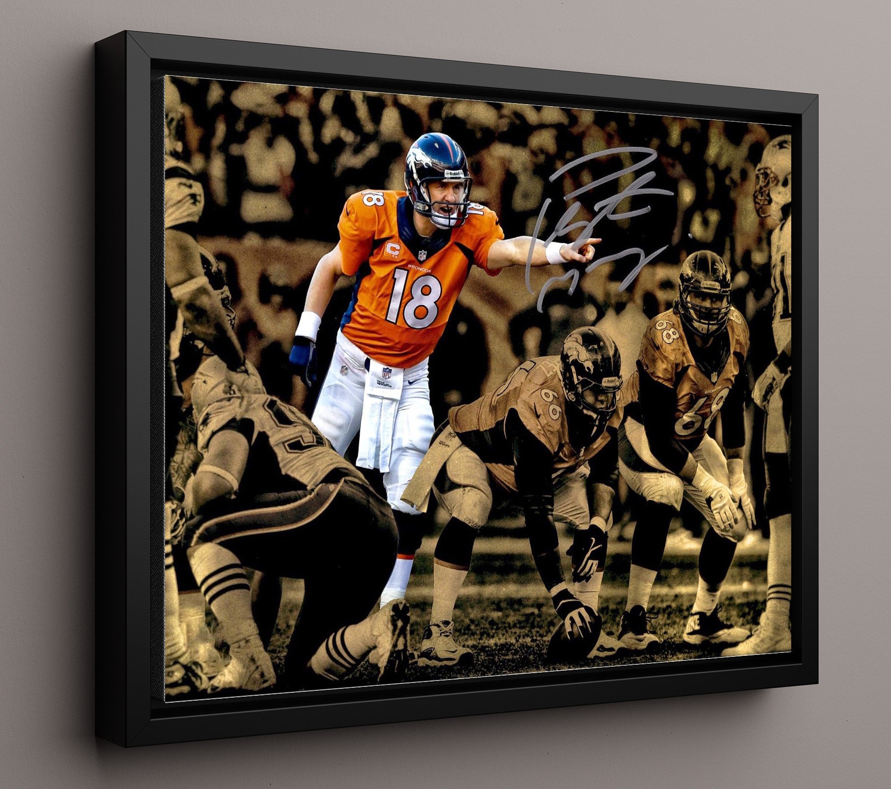 Peyton Manning Broncos - Spotlight Command Football Wall Art - football wall art print